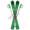Skis and Poles - Green - Style A - Yard Card