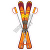 Skis and Poles - Orange - Style A - Yard Card