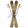 Skis and Poles - Old Gold - Style A - Yard Card