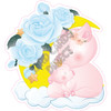 Pigs & Flowers - Light Blue - Style A - Yard Card