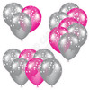 Balloon Cluster - Silver & Hot Pink with Stars - Yard Card