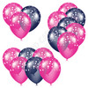 Balloon Cluster - Hot Pink & Dark Blue with Stars - Yard Card