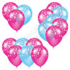 Balloon Cluster - Hot Pink & Light Blue with Stars - Yard Card