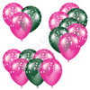 Balloon Cluster - Hot Pink & Dark Green with Stars - Yard Card