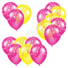 Balloon Cluster - Hot Pink & Yellow with Stars - Yard Card