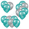 Balloon Cluster - Teal & Silver with Stars - Yard Card