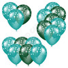 Balloon Cluster - Teal & Dark Green with Stars - Yard Card