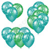 Balloon Cluster - Teal & Medium Green with Stars - Yard Card