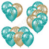 Balloon Cluster - Teal & Old Gold with Stars - Yard Card