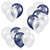 Balloon Cluster - White & Dark Blue with Stars - Yard Card