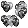 Balloon Cluster - Black & Silver with Stars - Yard Card