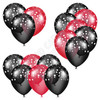 Balloon Cluster - Black & Red with Stars - Yard Card