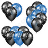 Balloon Cluster - Black & Medium Blue with Stars - Yard Card
