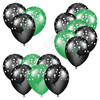 Balloon Cluster - Black & Medium Green with Stars - Yard Card