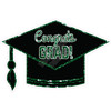 Statement - Congrats Grad Hat - Chunky Glitter Dark Green - Style A - Yard Card