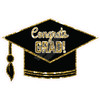 Statement - Congrats Grad Hat - Chunky Glitter Yellow Gold - Style A - Yard Card