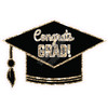 Statement - Congrats Grad Hat - Chunky Glitter Old Gold - Style A - Yard Card
