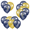 Balloon Cluster - Dark Blue & Yellow Gold with Stars - Yard Card