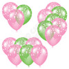 Balloon Cluster - Light Pink & Light Green with Stars - Yard Card