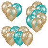Balloon Cluster - Old Gold & Teal with Stars - Yard Card