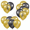 Balloon Cluster - Yellow Gold & Black with Stars - Yard Card