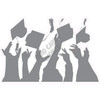 Graduation - Throwing Caps In Air - Silhouette - Silver - Style A - Yard Card