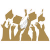Graduation - Throwing Caps In Air - Silhouette - Old Gold - Style A - Yard Card