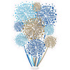 Firework Cluster - Solid Light Blue, Medium Blue & Old Gold - Yard Card