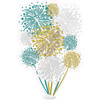 Firework Cluster - Solid Teal, Yellow Gold & White - Yard Card