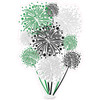 Firework Cluster - Medium Green, Black & White - Yard Card