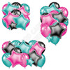 Balloon And Foil Star Cluster - Hot Pink, Teal & Black With Stars - Yard Card