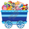 Toy Rail Car - Medium Blue & Light Blue - Style A - Yard Card