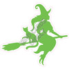 Silhouette - Witch - Medium Green - Style A - Yard Card