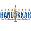 Statement - Happy Hanukkah - Chunky Glitter Old Gold & Medium Blue - Style A - Yard Card