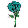 Rose With Stem - Teal - Style A - Yard Card