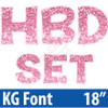KG 18" 14pc HBD - Set - Chunky Glitter Light Pink - Yard Cards
