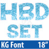 KG 18" 14pc HBD - Set - Chunky Glitter Light Blue - Yard Cards