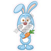 Blue Rabbit with Carrot  - Style A - Yard Card