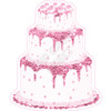3 Tier Cake - Style A - Chunky Glitter Light Pink - Yard Card