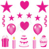 17pc HBD - Essentials Set - Style A - Solid Hot Pink - Yard Cards