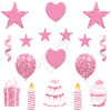 17pc HBD - Essentials Set - Style A - Chunky Glitter Light Pink - Yard Cards