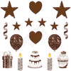 17pc HBD - Essentials Set - Style A - Large Sequin Brown - Yard Cards