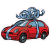 Red Car with Blue Bow - Style A - Yard Card