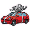 Red Car with Silver Bow - Style A - Yard Card