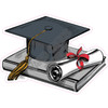 Graduation Hat with Book and Diploma - Style A - Yard Card