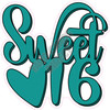 Sweet 16 with Heart - Teal - Style A - Yard Card