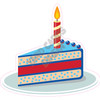 Birthday Cake - Slice, Blue and Red with Red Candle - Style A - Yard Card