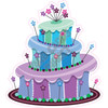 Birthday Cake - 3 Tier, Purple, Blue, Green - Style A - Yard Card