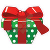 Christmas Present - Green with White Dots and Red Bow - Style A - Yard Card