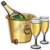 Champagne Bottle - Gold Bucket and 2 Glasses - Style A - Yard Card